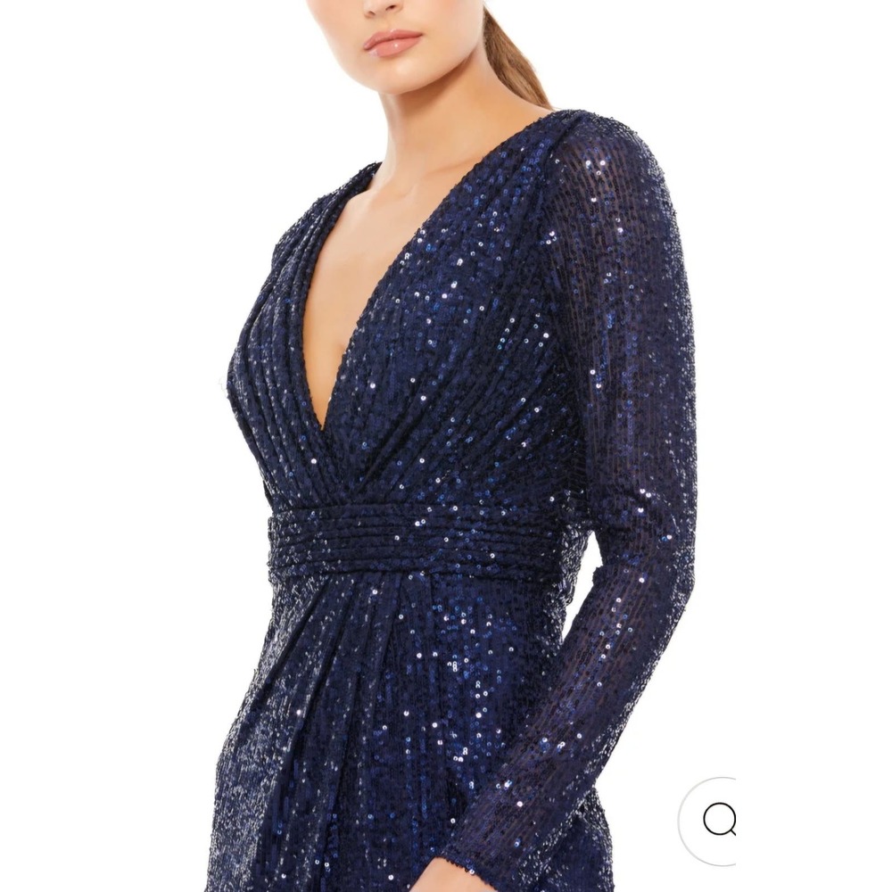 IEENA for MacDuggal SEQUINED LONG SLEEVED BLACK EVENING GOWN 10 - Picture 3 of 9